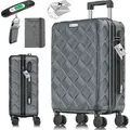 KESSER® Reisekoffer | Koffer ABS Hartschalenkoffer mit Zahlenschloss, Kofferwaage & Reisebrieftasche 360° Rollen | Koffer für Business & Reise T... - Dunkelgrau