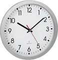 TFA Dostmann Funk Wanduhr Analog Sekundenzeiger Glas silber 30 cm