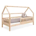 Ehrenkind® Hausbett Lille | Kinderbett mit abnehmbaren Rausfallschutz aus Massivholz FSC® zertifziert | Hausbett 80x160 | Kinderbett 80x160 Natur