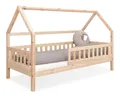 Ehrenkind Hausbett Lille aus massivem Kiefernholz (mit abnehmbarem Rausfallschutz aus massivem Holz, Erhältlich in Natur und Weiß Kinderbett 80x160/90x200 cm), höhenverstellbar, nachhaltiges Kiefernholz, hergestellt in Europa