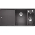 BLANCO AXIA III 6 S-F, SILGRANIT® PuraDur®, felsgrau, Becken rechts, mit Ablauffernbedienung, inkl. Holzschneidbrett - Grau