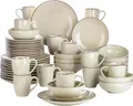 Kombiservice Set Navia - 48 teilig Steingut Vintage Design Naturfarben