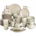 Kombiservice Set Navia Steingut 48 teilig Vintage Natur Design beige