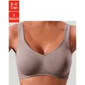 petite fleur Soft-BH (Packung, 2 Stück) ohne Bügel, Baumwolle – auch ideal für große Größen, bequemer BH grau 90