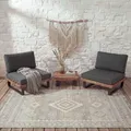2er-Set Lounge-Sessel HWC-H54, Garten-Sessel, Spun Poly Akazie Holz Alu braun, Polster dunkelgrau