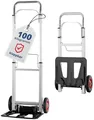 Stagecaptain CBF-100 klappbare Sackkarre Aluminium - Transportkarre faltbar und leicht - 100kg Tragkraft - Stahl-Schaufel & Gummireifen – Umzug, Garten, Lager, Werkstatt, Bühne - Silber
