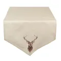 CLAYRE & EEF Tischtuch TISCHLÄUFER HIRSCH 160x50cm beige Baumwolle Landhaus Stil