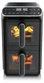 Arendo Heißluftfritteuse Doppelkammer, Heissluftfritteuse 2 Kammern übereinander, XXL Airfryer 11L, Dual Zone, 2640 W, mit Zubehör, Umluft Backofen, Sichtfenster, BPA‑frei,