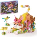 IKUPER Creator 3-in-1 Blumen Katze Bausteine Set, Tiere Figuren mit Blume Kinder