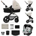 Kinderkraft MOOV 2 AIR 3-in-1 Kinderwagen - Aufblasbare Räder - 2-in-1-Sitz - Inklusive MINK PRO i-Size - Bis 27 kg - UPF50+ Verdeck - Grau
