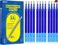 12x Radierbare Ersatzminen 0.7mm | 400m Schreiblänge Blau | Kompatibel mit
