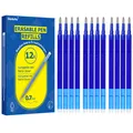 12x Radierbare Ersatzminen 0.7mm | 400m Schreiblänge Blau | Kompatibel mit Pi...