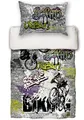 beties - Graffiti -, Wende-Bettwäsche-Set ca. 155x220 cm Move, BMX Biking Cool feinste Baumwolle Graphit
