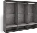 Offener Kleiderschrank, 180x35x145 cm, Für Schlafzimmer, Zimmer, Garderobenschrank, Zementgrau