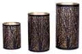 3er Set Windlichter Metall Schwarz Gold Kerzenhalter Deko Laterne
