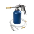 TRUTZHOLM Druckbecherpistole mit 1100 ml Tank aus robustem Stahl 4-6 bar 1/4" Lufteinlass Hohlraumpistole zur Hohlraumversiegelung Unterbodenschutz inkl. Schläuche Hakendüse Runddüse