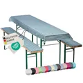 NYVI Bierbankauflagen Set NYVIGala 130x70 cm Grün Kariert - 1x Tischdecke für 110x50 cm Biertische & 2X Gepolsterte Auflage für 110x25 cm Bierbänke - Sitzauflage für Bierzeltgarnitur