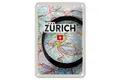 Femer Blechschild Reise 12x18cm Zürich Schweiz Karte Lupe Stadt Dekoration