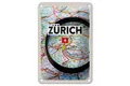 Femer GmbH Metallschild Reise 12x18cm Zürich Schweiz Karte Lupe Stadt, (1 St), gewölbte Oberfläche, abgerundete Ecken, umgeschlagene Kanten