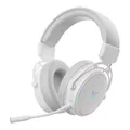 Rapoo VH800 kabelloses Gaming Over-Ear Headset, Flexibles Mikrofon mit Stummschaltung, Ohrpolster Kunstleder, 46h Akku, Headphone Bluetooth und 2,4Ghz PC/Mac/Xbox One/PS4/Nintendo Switch - White