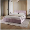 FDM Polsterbett FLORIDA Bettgestell 90x200, 120x200, 140x200, 160x200, 180x200cm (Polsterbett modern mit Bettkasten MADE IN EU - mit hochwertigem Velours Bezug, verfügbar 90x200 120x200 140x200 160x200 180x200cm, Bettrahmen, Bett, mit großen gepolsterten Kopfteil, mit Bettkasten zum aufklappen, Hebbarer Metallrahmen, Bettkasten, mit und ohne Matratze), Hebbarer Metallrahmen, Bettkasten, ohne Matratze rosa 160 cm x 200 cm