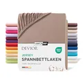 Devior Jersey Spannbettlaken 180x200cm - 200x200cm für Boxspringbetten bis 32cm, 100% Baumwolle, Nougat – 135 g/m² Anti-Statisches, atmungsaktives Bettlaken mit Einlaufschutz, Matratzenbezug Braun