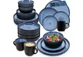 SÄNGER Tafelservice Aruba Geschirrset (30-tlg), 6 Personen, Steingut, blau mit schwarzem Rand, Handmade, Erweiterbar, VALUE COLLECTION