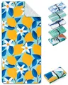 Fit-Flip Strandtuch XXL aus Mikrofaser - leicht und schnelltrocknend - 100% recyceltes Strandhandtuch - kompaktes Handtuch zum Baden - Badetuch (Lemon Flowers 160x90cm)