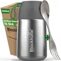 Blockhütte Thermobehälter für Essen 1 Liter Edelstahl, Warmhaltebehälter Essen mit Reinigungsbürste, Warmhalteschüssel mit Doppelwandiger Isolierung, Thermo Lunchbox Erwachsene
