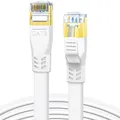 Cat8 Ethernet-Kabel 15m - 40Gbps 2000MHz Flach Patchkabel, RJ45 Stecker, Weiß