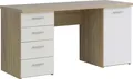 Schreibtisch FORTE "Netta", weiß (sonoma eiche, uni weiß, sonoma eiche, sonoma eiche), B:145cm H:76,3cm T:60cm, Tische, Schreibtisch, Breite 145 cm, mit Schubladen