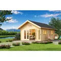 LASITA MAJA Blockbohlenhaus "Caroline", BxHxT: 489,9 x 330,6 x 675 cm (Außenmaß inkl. Dachüberstand), naturbelassen - braun