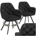 tectake® 2er Set Esszimmerstühle drehbar mit Armlehne, Samtstoff Drehstuhl ergonomisch, Möbel für Wohnzimmer, Stühle für Dining Lounge, Office, als Schminkstuhl oder Schreibtischstuhl - schwarz