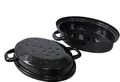 KARL KRÜGER Gänsebräter oval Ø26cm emailliert schwarz/weiß gesprenkelt
