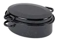 Bräter oval 26cm Emaille schwarz-weiß Induktion Krüger G26