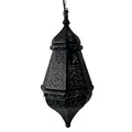 Orientalische Lampe Pendelleuchte Salma 40cm E27 Lampenfassung | Marokkanische Design Hängeleuchte Leuchte aus Marokko | Orient Lampen für Wohnzimmer Küche oder Hängend über den Esstisch (Schwarz)