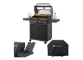Juskys BBQ Gasgrill Savannah - 4 Brenner & 1 Seitenbrenner - Stahl Grill mit Gusseisen Grillrost