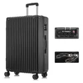 YONSLY Premium Reisekoffer TSA-Schloss,YKK-Reißverschluss Hartschalen-Koffer Trolley Rollkoffer Suitcase Handgepäck 4 Rollen (Schwarz, XL)