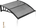 VEVOR Vordach für Haustür, 965x1017 mm, Pultbogenvordach, Überdachung mit Entwässerung & ABS-Halterung, Regen-, Schnee- & Sonnenschutz, Polycarbonat-Türdach für Veranda & Terrasse, Rauchgrau