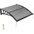 VEVOR Vordach für Haustür, 965x1017 mm, Pultbogenvordach, Überdachung mit Entwässerung & ABS-Halterung, Regen-, Schnee- & Sonnenschutz, Polycarbonat-Türdach für Veranda & Terrasse, Rauchgrau