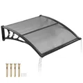 VEVOR Vordach für Haustür, 965x1017 mm, Pultbogenvordach, Überdachung mit Entwässerung & ABS-Halterung, Regen-, Schnee- & Sonnenschutz, Polycarbonat-Türdach für Veranda & Terrasse, Rauchgrau
