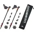 Steinwood Premium 100% Carbon Nordic Walking Stöcke verstellbar mit Teleskop und Klemmverschluss mit extra Gummipuffer und Tragebeutel, Mehrfarbig - Schwarz