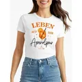 MoonWorks Print-Shirt Damen T-Shirt Spruch - Aperolspur - Kostümidee Mädelsabend JGA mit Print weiß S
