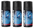 3 x Deo Denim Original 150 ml Deodorant Deospray Spray Sport Herren Set 24h