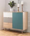 Kommode CUBA Sideboard Anrichte Sonoma Eiche weiß grau petrol 103x85