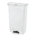 Treteimer Rubbermaid Slim Jim Kunststoff weiß 68 L Tretabfallbehälter mit Pedal an der Breitseite