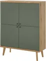Highboard "MAVAS", in moderner Trendfarbe, Griffe aus Metall (Schwarz), Höhe 134 cm, Evoke Eiche Dekor/Salbei B/H/T: 107 cm x 134 cm x 40 cm