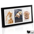 bomoe Bilderrahmen Galeria für 3 Fotos 13x18 cm - Fotorahmen aus Holz, Kunststoffglas, Metall-Aufhängung & Passepartout Multirahmen für Bilder Collagen - Schwarz