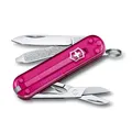 Victorinox Schweizer Taschenmesser, Klein, Classic SD, Multitool, Swiss Army Knife, Geschenk, 7 Funktionen, Klinge, Nagelfeile, Pink Transparent