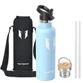 Super Sparrow Trinkflasche Edelstahl - 1000ml - Auslaufsicher Thermoskanne, BPA-Frei Wasserflasche - Kohlensäure Thermosflasche für Kinder, Sprudel, Sport, Uni, Schule, Fitness, Outdoor, Camping